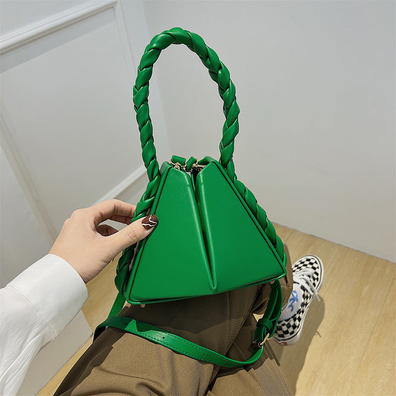 XAKXX 2025 bag women's new trendy fashion popular petal twist woven portable bucket bag texture personalized messenger bag