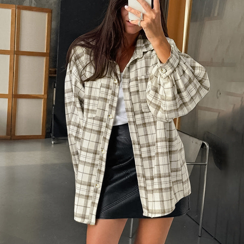 XAKXX New Classic retro loose fashion casual women's clothing autumn and winter 2025 versatile street style plaid jacket shirt women