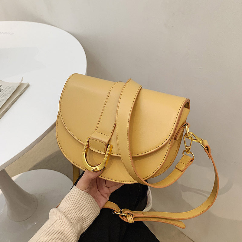 XAKXX 2025 This year's popular bag women's popular new trendy fashion texture shoulder messenger bag large capacity semi-round saddle bag