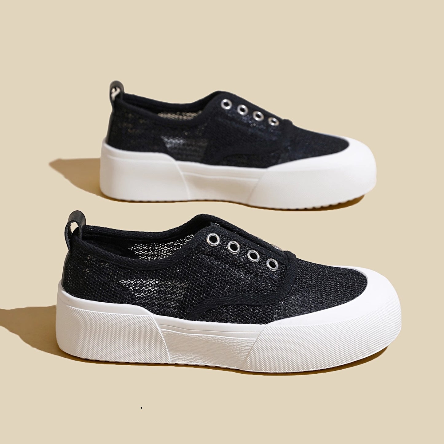 xakxx Summer New Fashion Women's Slip-on Lazy Casual Sneakers Versatile Breathable Thin Mesh Canvas Shoes
