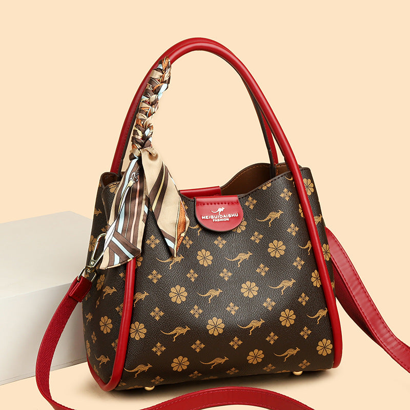 Bag New popular Popular Handbag Silk Scarf Printed Mom Bag Fashion Trend Commuter Shoulder Bag Ladies