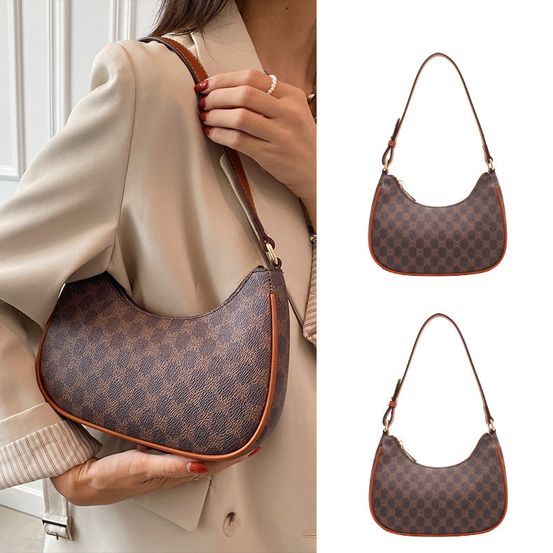 XAKXX 2025 new niche underarm bag women's fashion simple contrasting color crescent bag versatile single shoulder crescent bag women