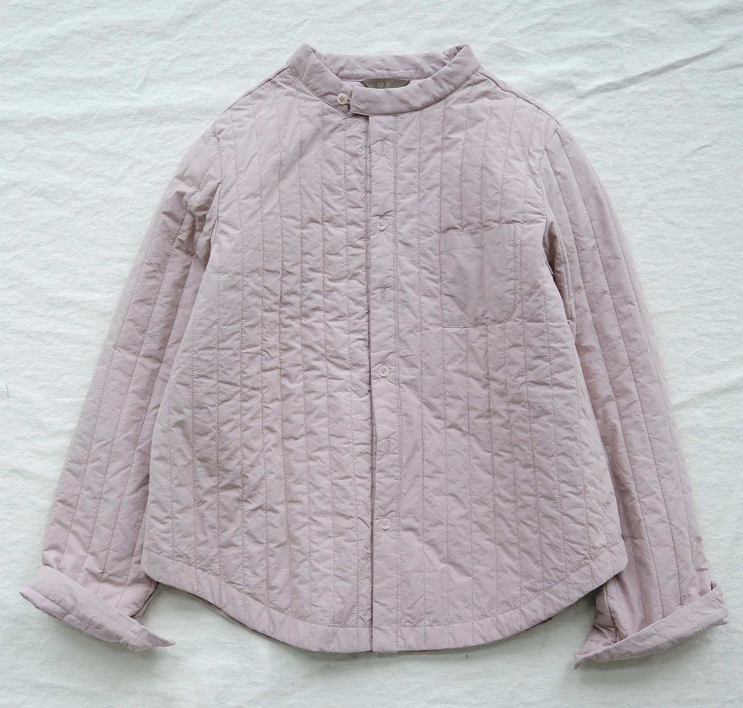 casual literary and artistic cotton paper stand-up collar thin padded shirt, striped quilting thread warm cotton-padded coat M22370