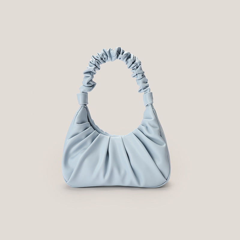 XAKXX 2025 Folded bag female popular this year solid color messenger cloud bag Internet celebrity fashion armpit bag portable baguette dumpling bag