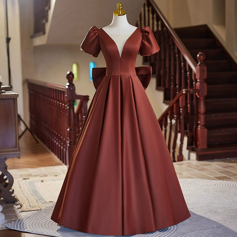Bar mitzvah V-neck bubble sleeves dignified atmosphere evening dress host engagement socialite return door high-end performance clothes