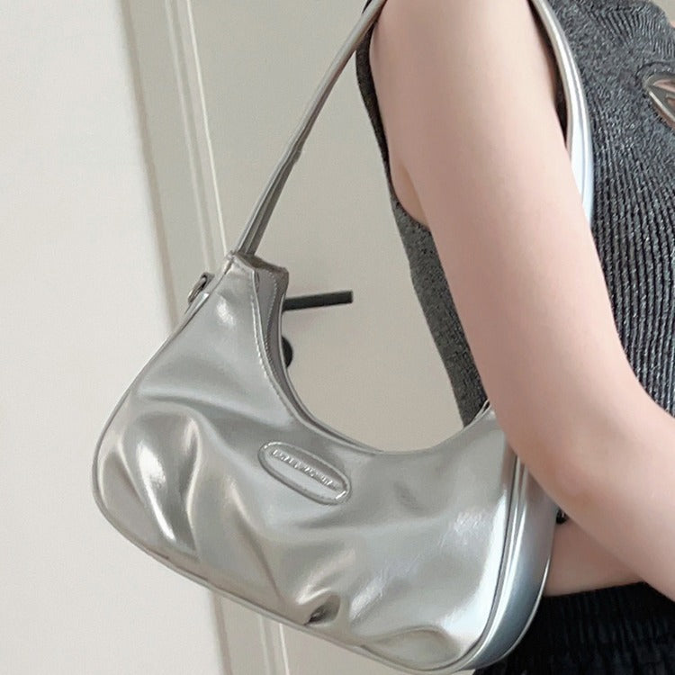 XAKXX 2025 This year's popular niche girls bag popular trend silver shoulder underarm bag fashion Spice girl messenger bag women's summer
