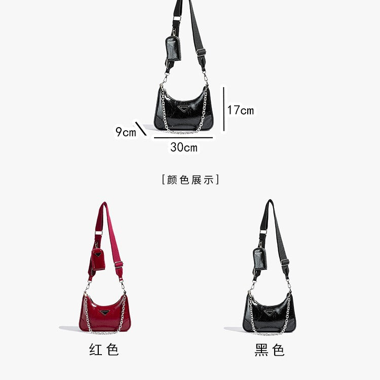 Hobo armpit bag popular new nylon waterproof messenger bag versatile handbag large capacity chain shoulder bag