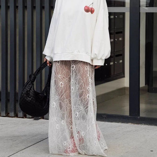 XAKXX Sexy brocade lace jacquard see-through skirt New 2025 autumn and winter fashion new wholesale women's dress