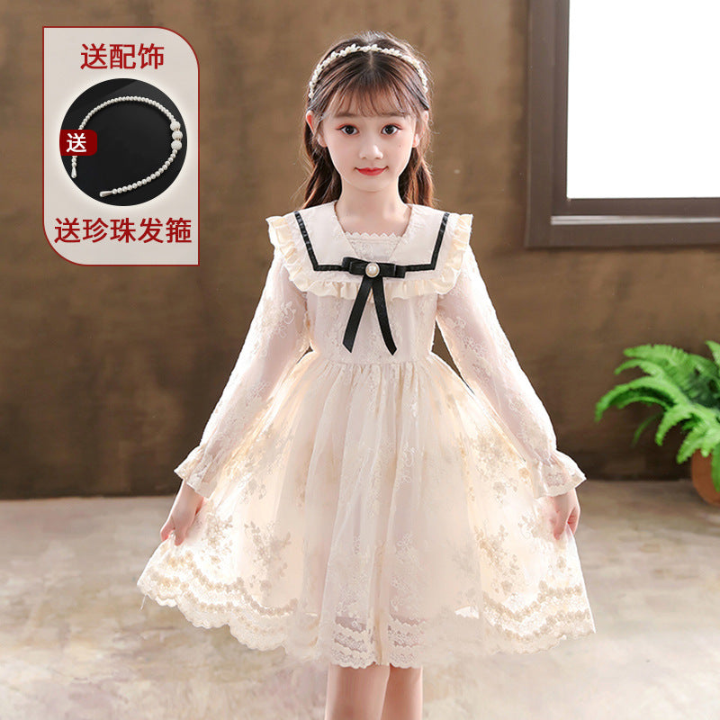 Children's Dress New Summer Lace Puff Princess Dress Children's Summer Clothing Girls Korean Style Sweet Skirt