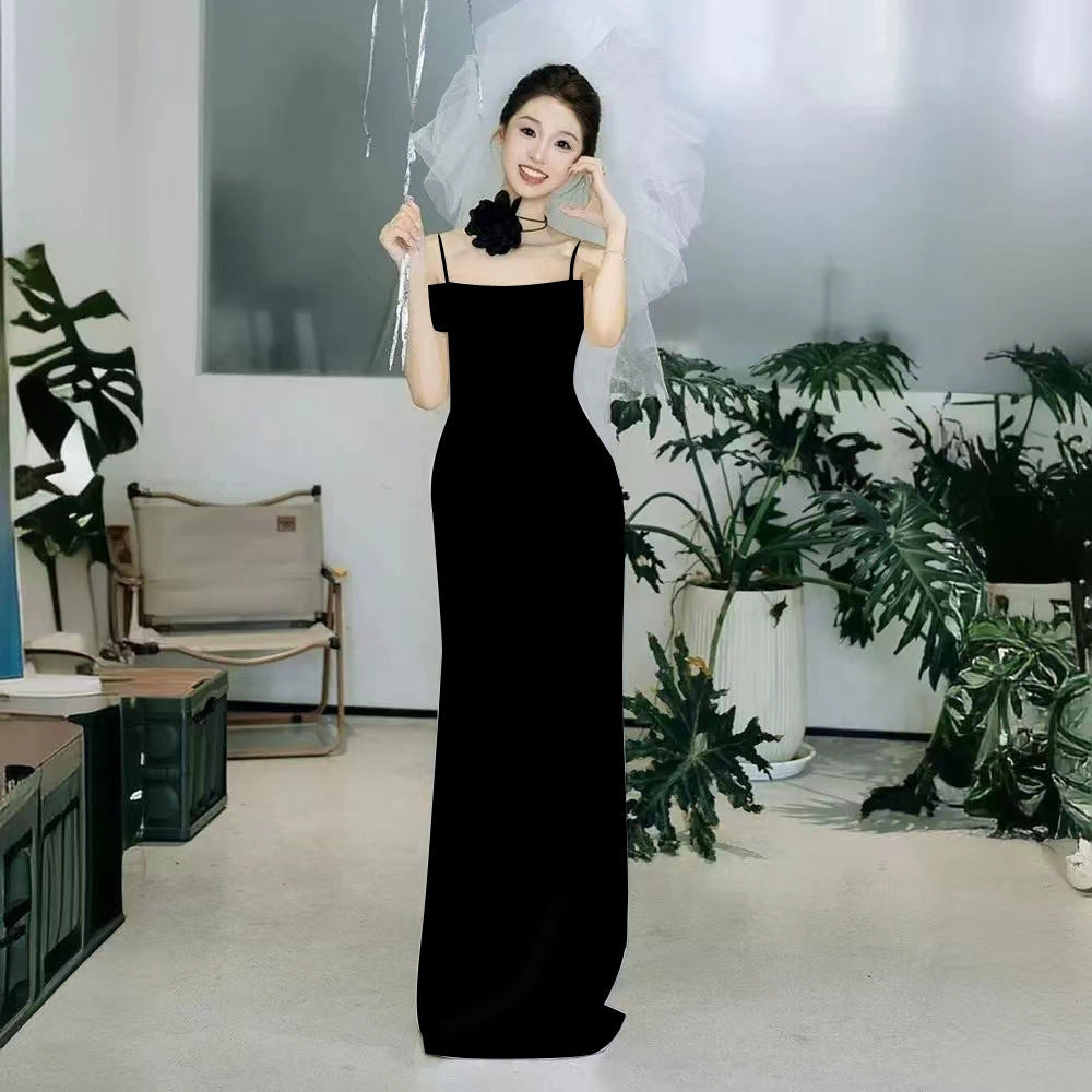 2025 white light wedding dress fishtail suspender sleeveless wedding dress bride simple travel photography license engagement dress dress