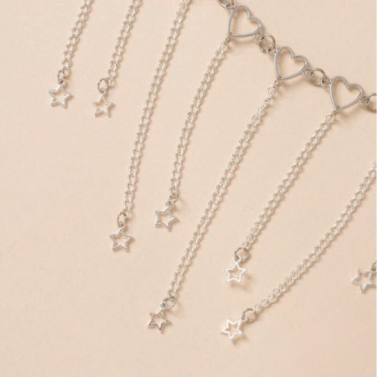 4474 2025 women's waist chain metal chain love fringed chain star fashion versatile waist chain accessories body chain