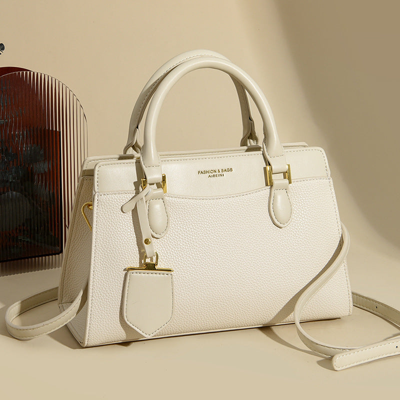 Handbag autumn new simple temperament women's bag lychee pattern splicing contrasting color shoulder bag commuter messenger bag