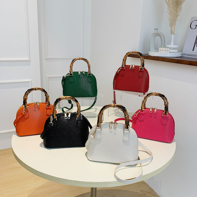 XAKXX 2025 on the new texture lychee pattern popular shell bag fashion bamboo handbag Internet celebrity Popular style shoulder oblique span bag