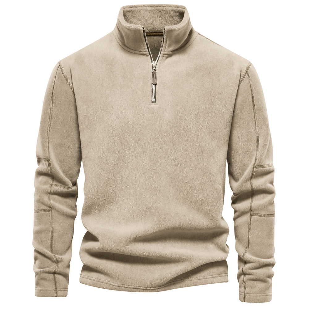 XAKXX 2025 Men's autumn and winter new stand-up collar half-zipper long-sleeved sweater stand-up collar New trend versatile men's fleece top