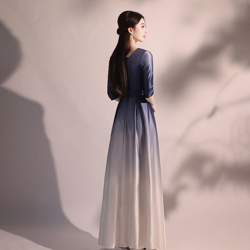 2025 Big choir performance costume female popular new red song competition costume recitation conductor evening dress long dress