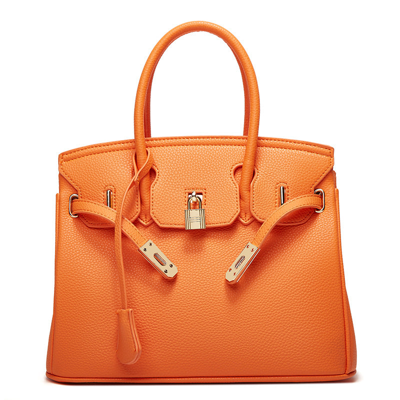 2025 Popularan beautiful women's bag fashion classic lychee pattern women's bag new portable platinum bag portable shoulder bag oblique span bag