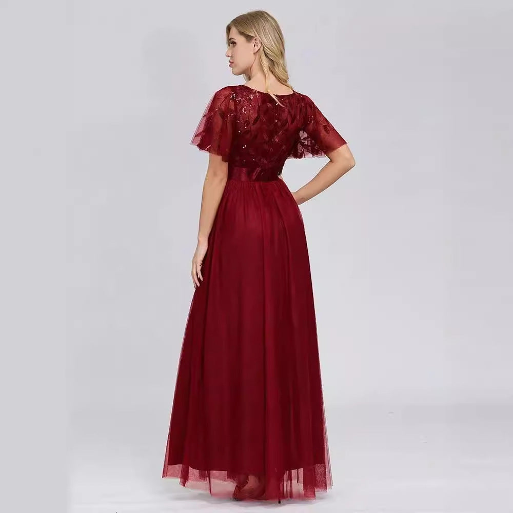 2025 sequined dress popular autumn new Popularan, 2025n and Korean version catwalk banquet evening dress factory supply