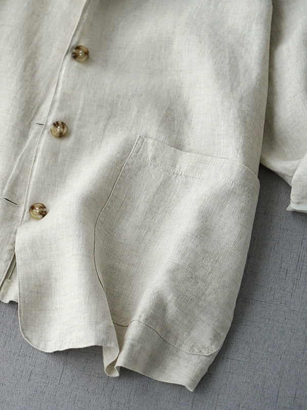 Brand discount women's clothing Japan and South Korea Popular trade clearance linen suit short jacket women's loose casual cotton and linen cardigan top