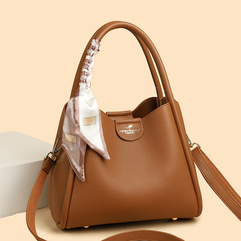 Bag Women's popular Autumn New High-end Trend Silk Scarf Handbag Korean Commuter Versatile Popular Bucket Bag