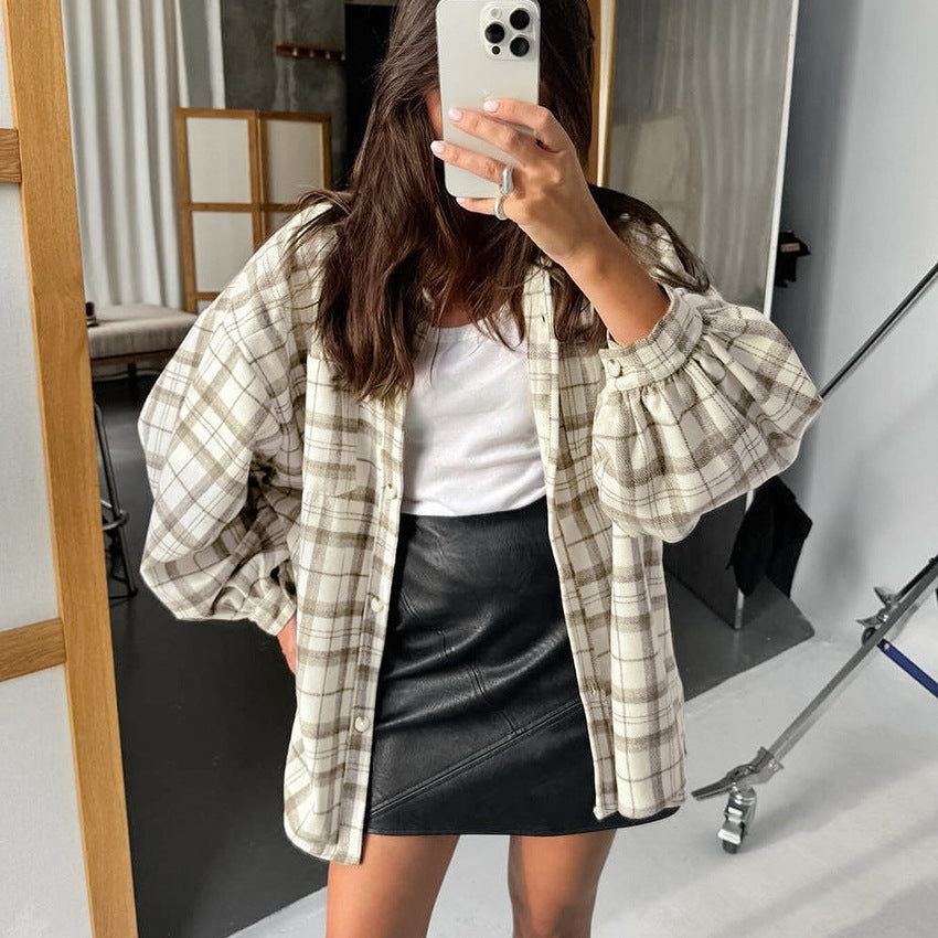 XAKXX New Classic retro loose fashion casual women's clothing autumn and winter 2025 versatile street style plaid jacket shirt women