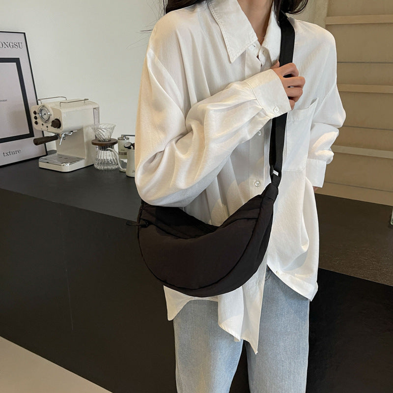 XAKXX 2025 Stylish soft and simple casual dumpling bag popular new versatile shoulder bag Japanese and Korean trend messenger bag
