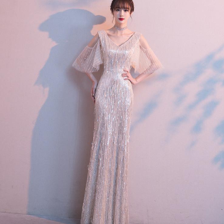 Evening dress long dress 2025 new host annual meeting party banquet student art examination bar mitzvah performance catwalk