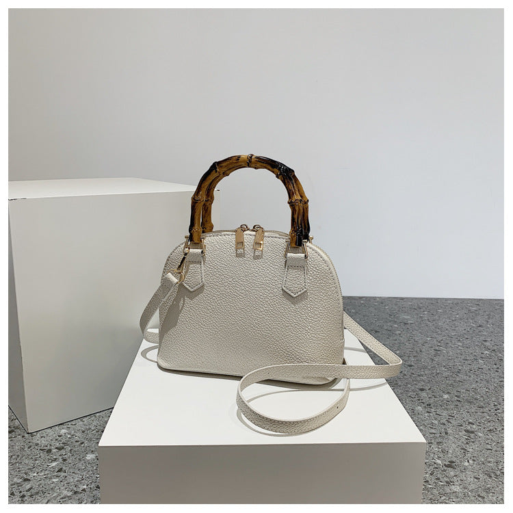 XAKXX 2025 on the new texture lychee pattern popular shell bag fashion bamboo handbag Internet celebrity Popular style shoulder oblique span bag