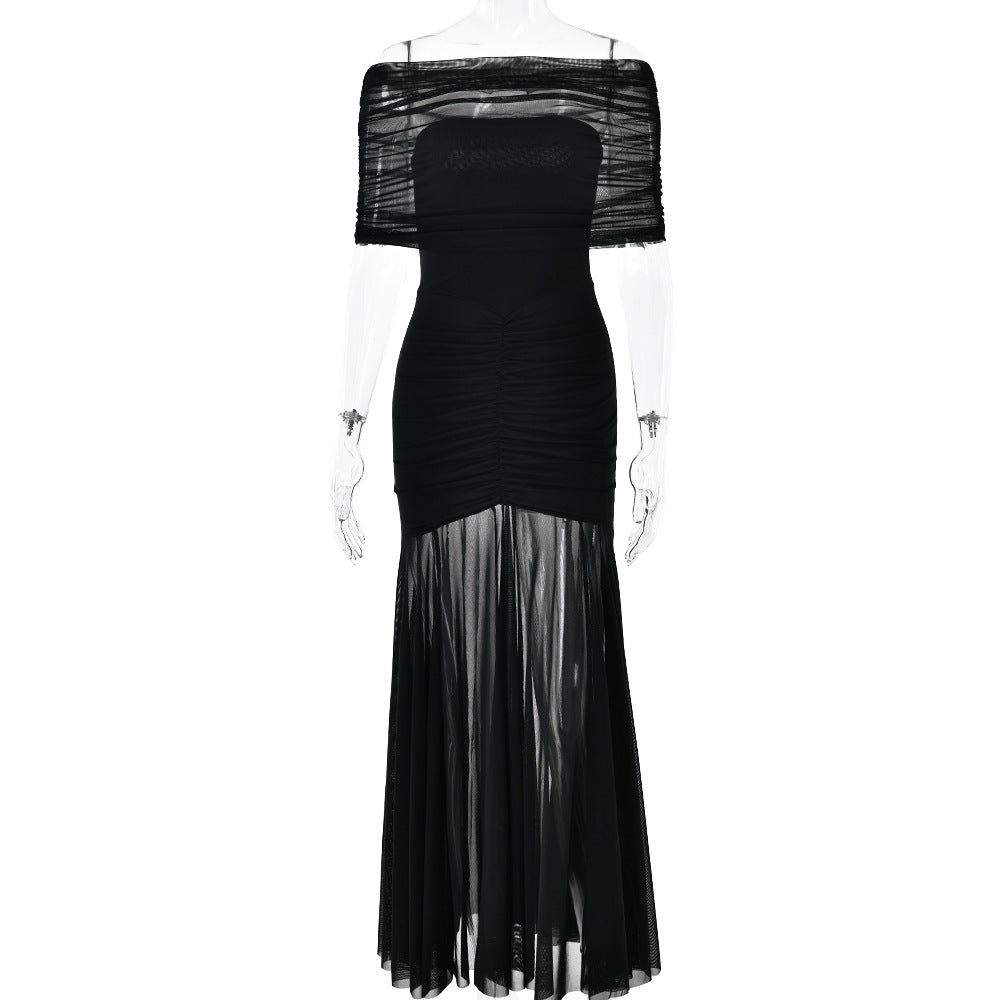 2025 style INS New new dress, tube top splicing backless slim dress, sexy fashion dress
