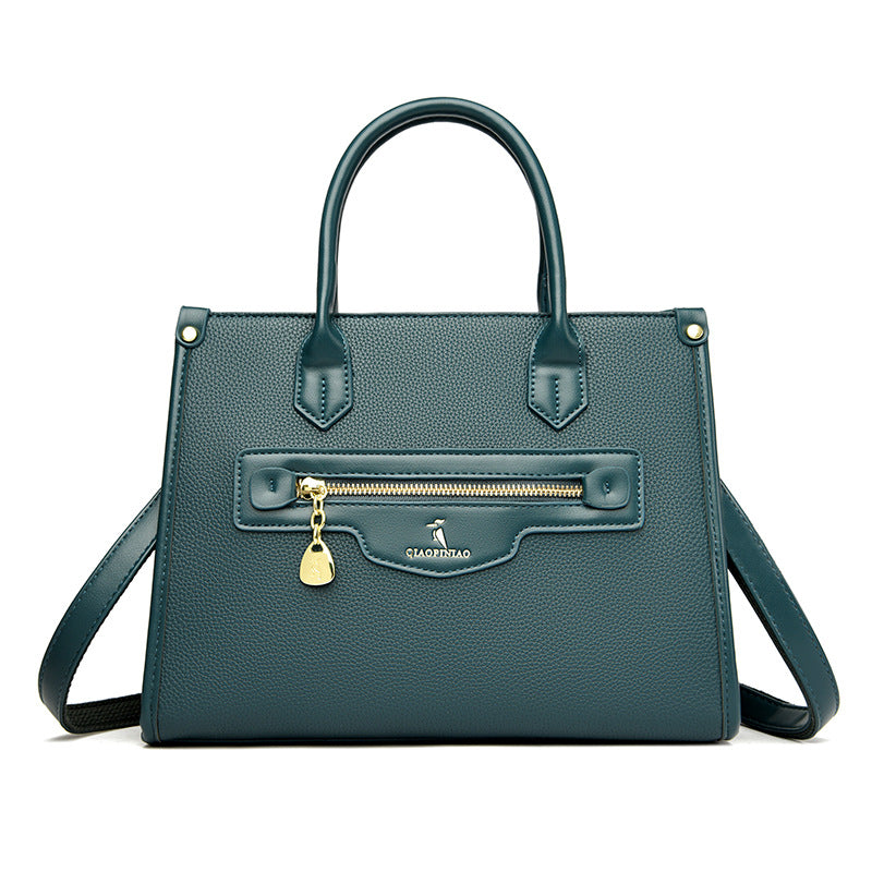 Premium contrasting color handbag popular new retro solid color tote bag simple shoulder bag large capacity messenger bag