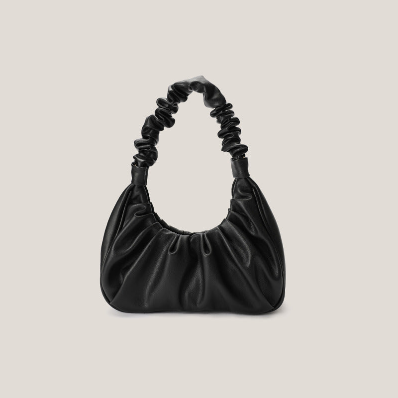 XAKXX 2025 Folded bag female popular this year solid color messenger cloud bag Internet celebrity fashion armpit bag portable baguette dumpling bag