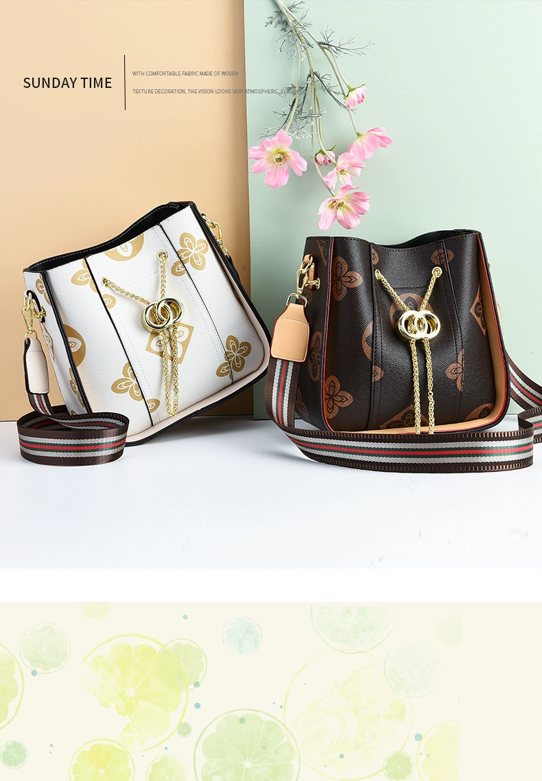Bag women new fashion high texture large capacity portable bucket bag versatile Internet celebrity shoulder messenger bag tide