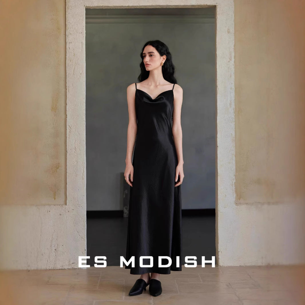 2025 ES MODISH Spring New Product Muse Preferred Suspender Skirt Texture High Waist Inner Suspender Dress