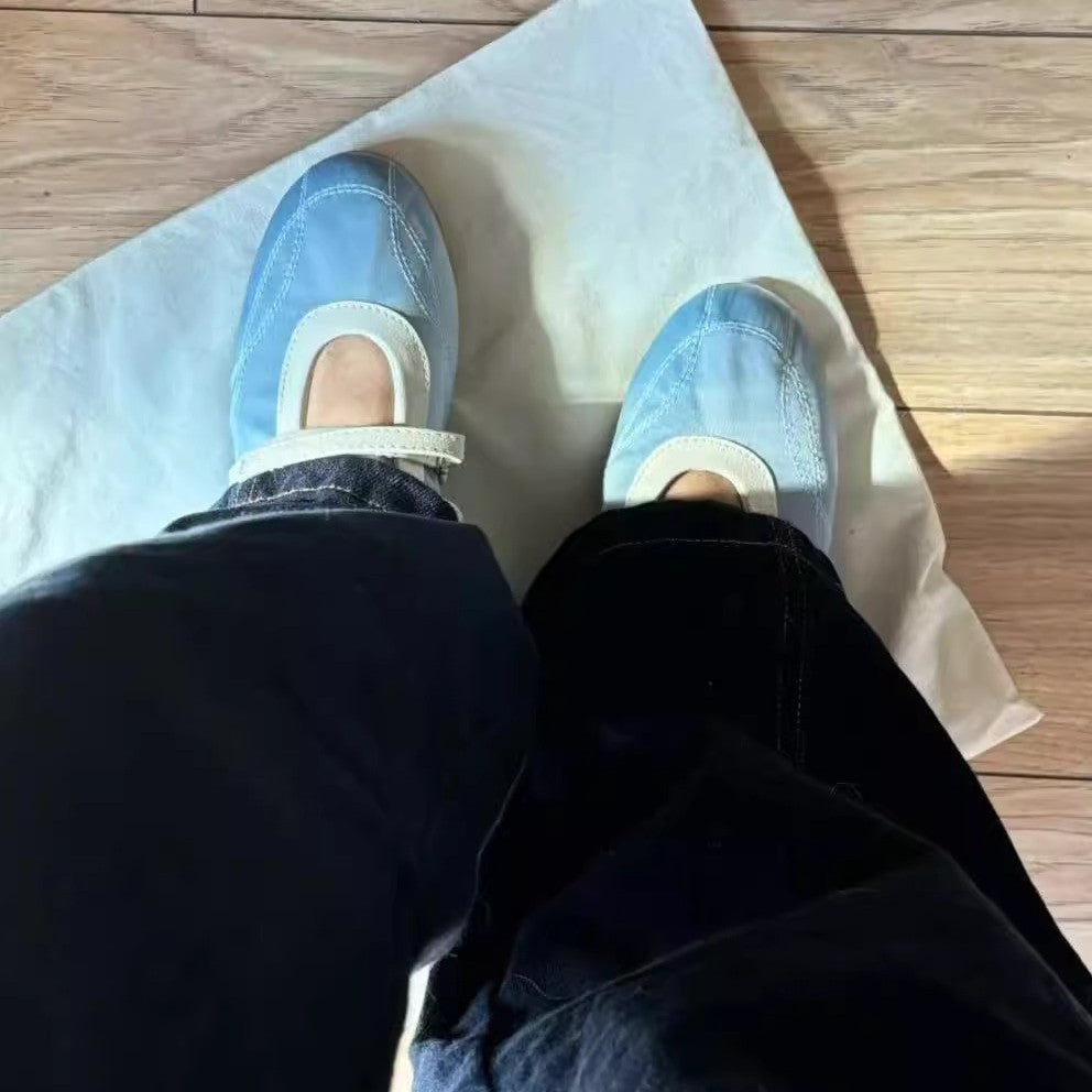 2025 Soft leather version~ New flat-bottomed retro Mary Jane shoes women's double belt Velcro casual single shoes round head ballet shoes