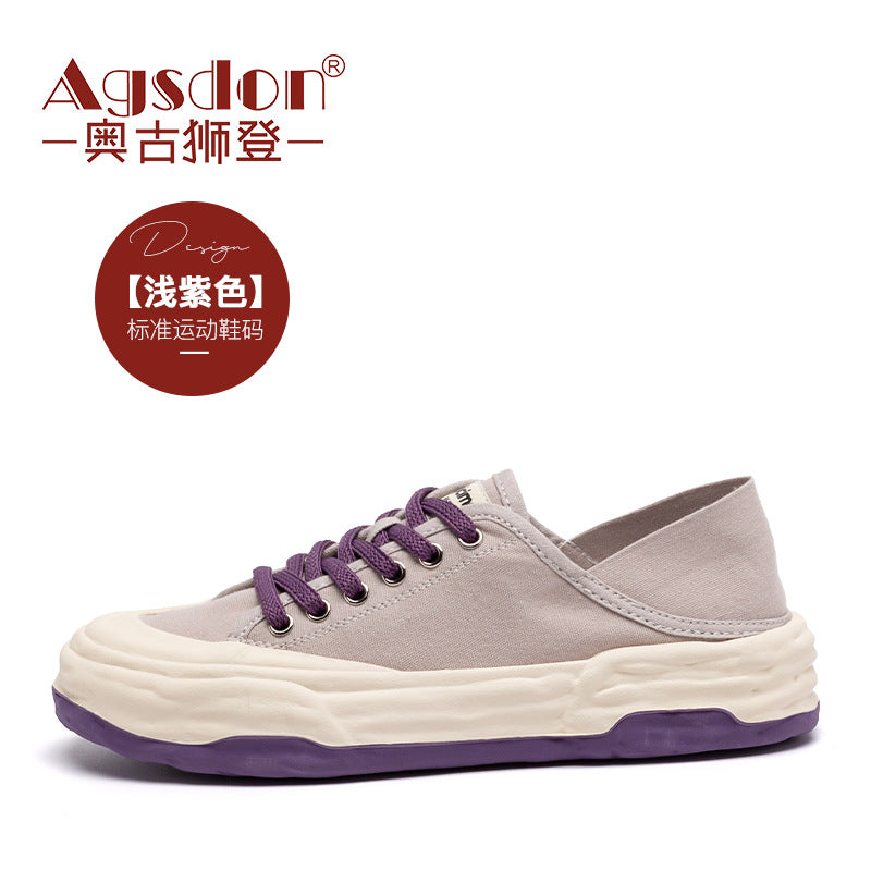 xakxx Augusto Canvas Shoes for Women New Autumn College Style Retro White Shoes Two-Way Casual Sneakers Fashion