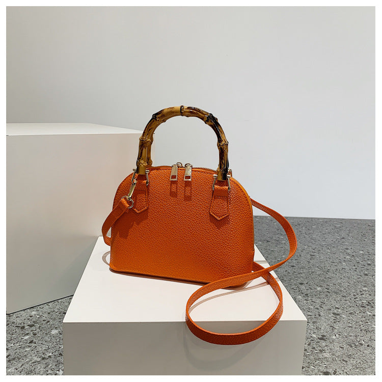 XAKXX 2025 on the new texture lychee pattern popular shell bag fashion bamboo handbag Internet celebrity Popular style shoulder oblique span bag