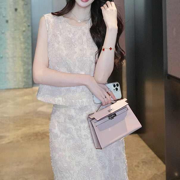 2025 Purple vest skirt two pieces fashion suit women's high-end temperament spring new models