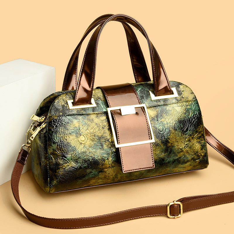 Bag popular autumn new fashion Boston bag inkjet printing handbag high-end large-capacity messenger bag