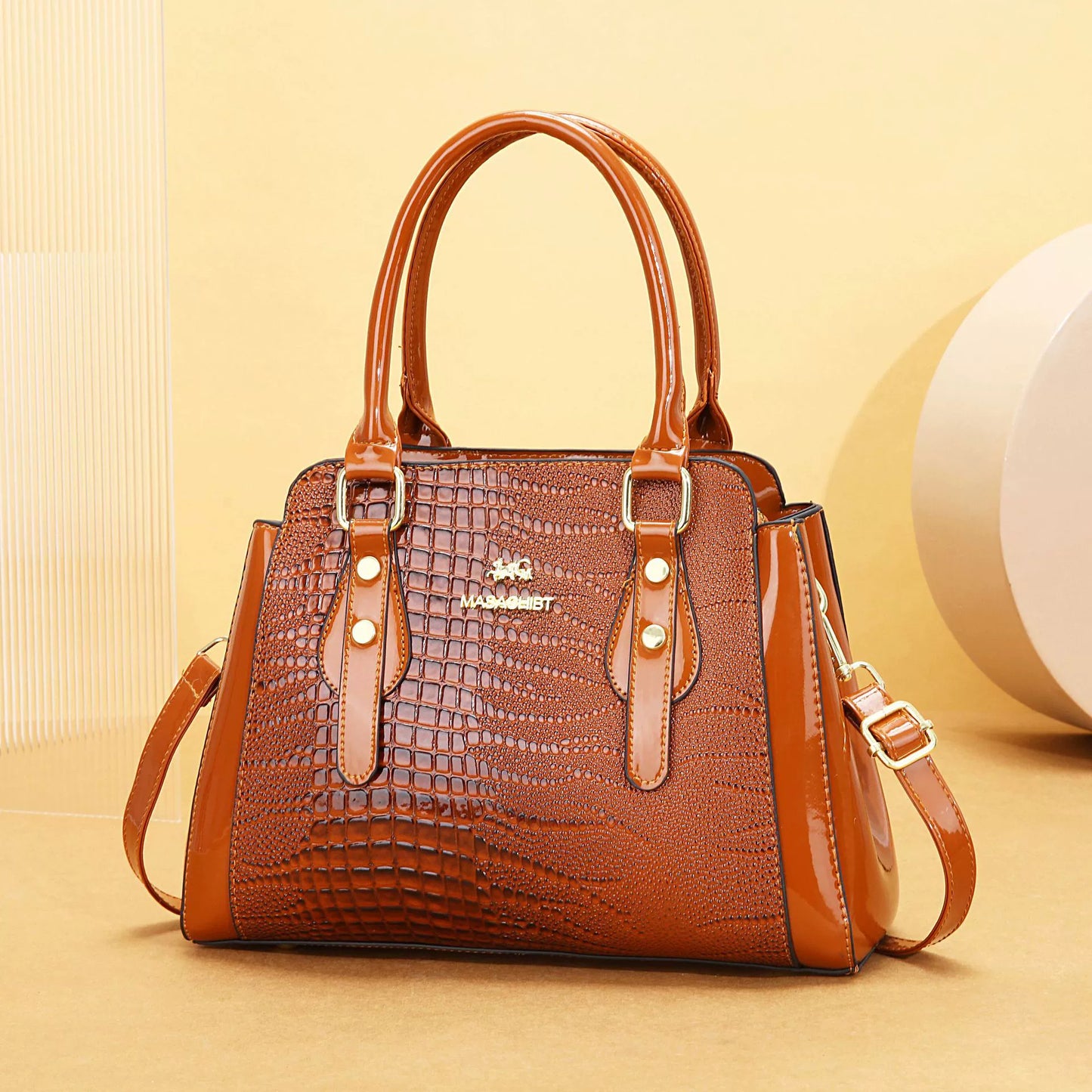 Bag Women New Fashion Versatile Crocodile Pattern Contrasting Color Large Capacity Handbag Temperament One Shoulder Crossbody Bag Women