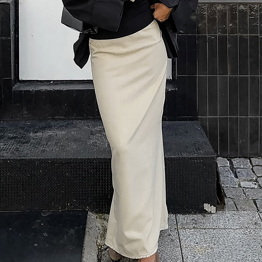 XAKXX Autumn and winter fashion new high-waisted temperament split-ended slim-fitting hip-wrapped skirt New 2025 wholesale long skirt women