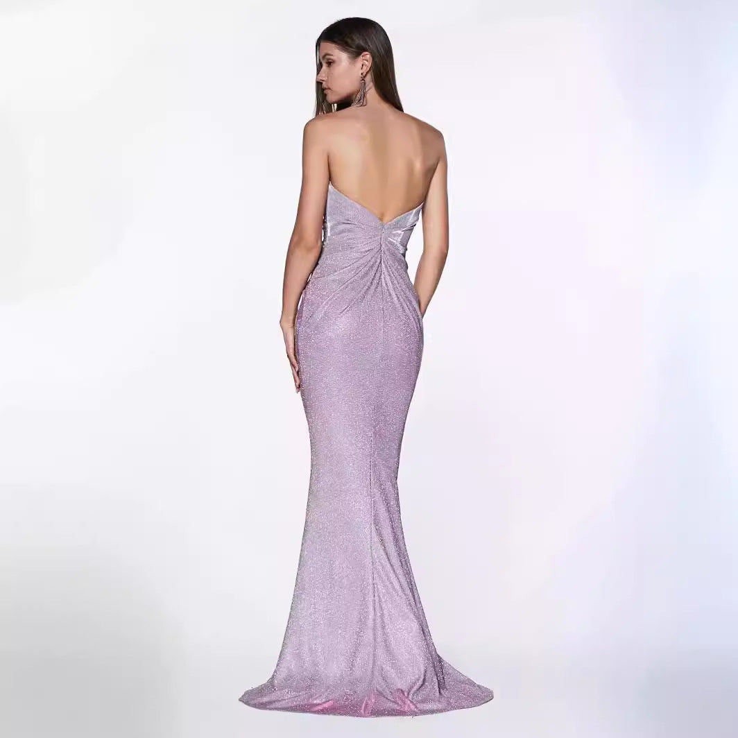 XAKXX 2025 popular New Popular trade fashion suspender suspender flash banquet event atmosphere thin long dress evening dress
