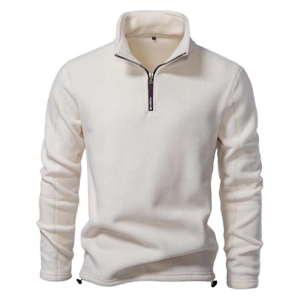 XAKXX 2025 Men's autumn and winter new stand-up collar half-zipper long-sleeved sweater stand-up collar New trend versatile men's fleece top