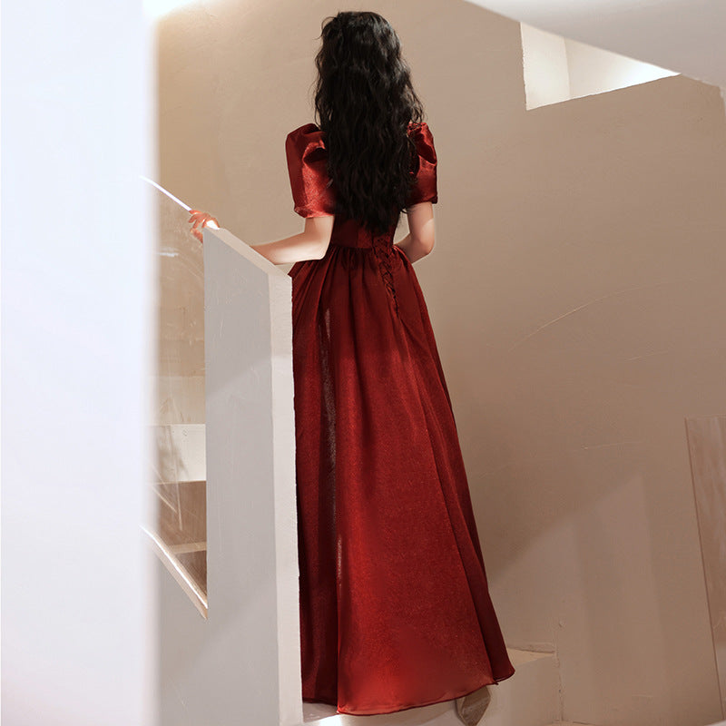 Toast clothes bride 2025 new red wedding clothes small pregnant woman engagement fugitive princess evening dress dress
