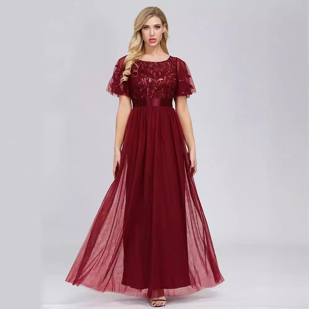 2025 sequined dress popular autumn new Popularan, 2025n and Korean version catwalk banquet evening dress factory supply