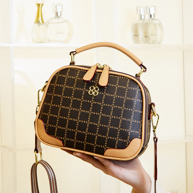 2025 popular new trendy fashion women's bags large-capacity messenger small round bags retro printed portable shoulder women's bags