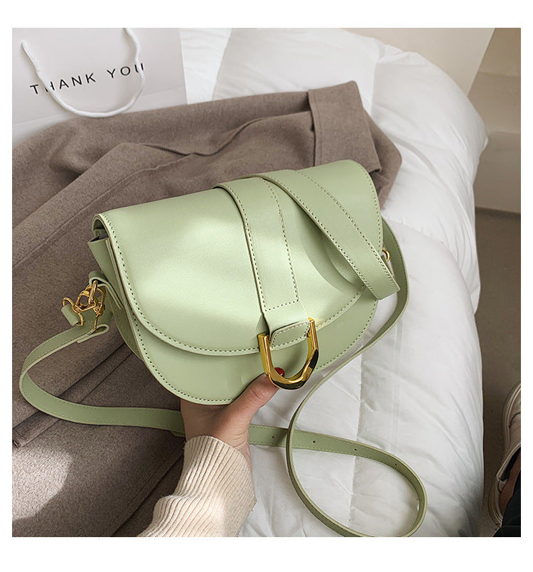 XAKXX 2025 This year's popular bag women's popular new trendy fashion texture shoulder messenger bag large capacity semi-round saddle bag