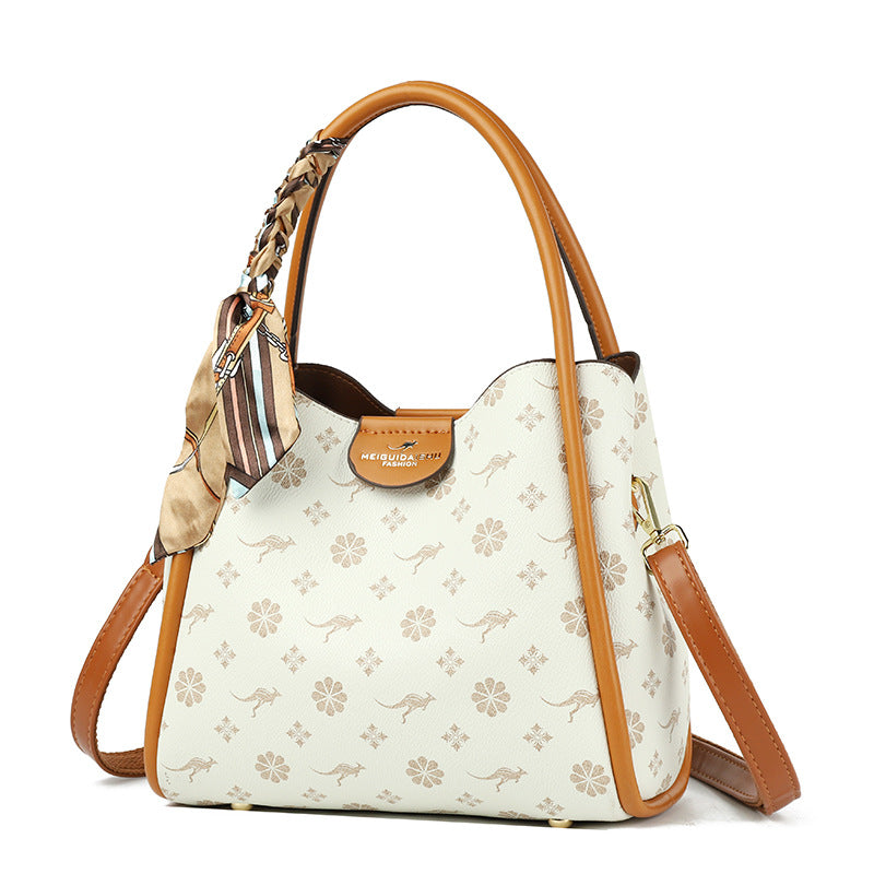 Bag New popular Popular Handbag Silk Scarf Printed Mom Bag Fashion Trend Commuter Shoulder Bag Ladies