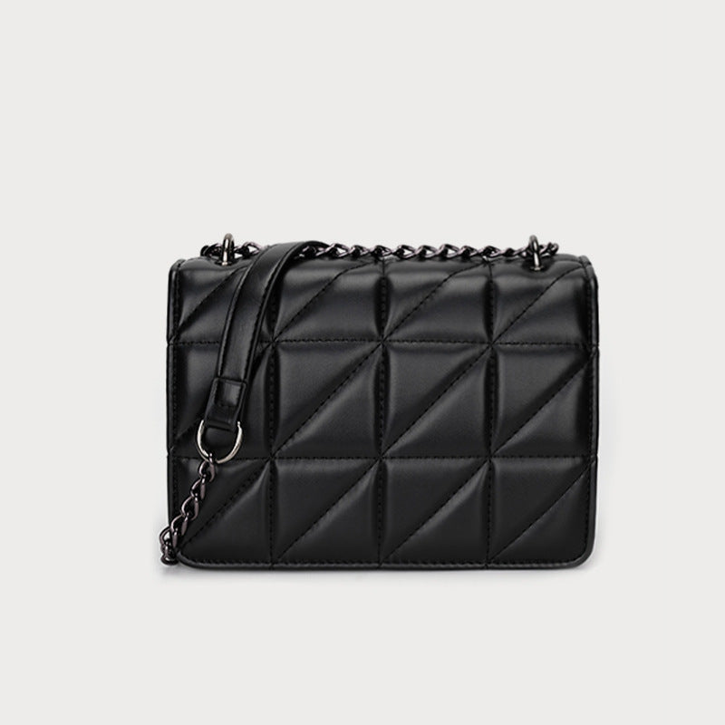 XAKXX 2025 Xiaoxiangfeng PU leather rhombus soft leather shoulder messenger bag 2023 spring and summer popular black fashion versatile small square bag