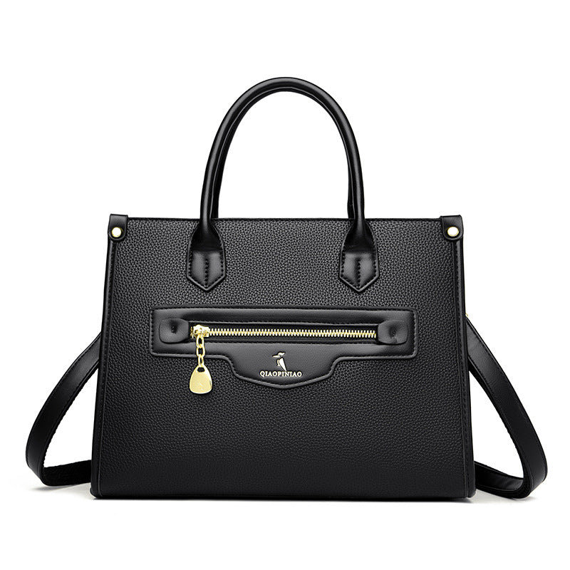 Premium contrasting color handbag popular new retro solid color tote bag simple shoulder bag large capacity messenger bag