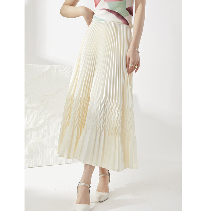 2025 Factory direct sales high-end high-quality skirt women's long spring and summer new high-waisted loose and thin a-word pleated skirt