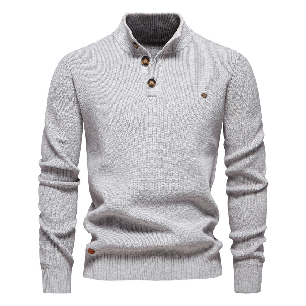 XAKXX 2025 Autumn and winter new men's Popularan size New sweater men's long-sleeved half-zipper stand-up collar solid color versatile casual trendy sweater